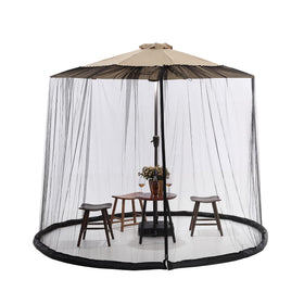 Tiimmgaal 10FT mosquito net draped over a patio umbrella showing insect barrier.