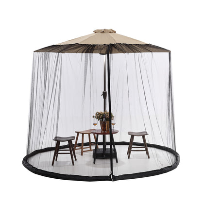 Tiimmgaal 10FT mosquito net draped over a patio umbrella showing insect barrier.