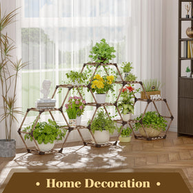 Tikea hexagonal plant stand assembly steps shown for quick setup.