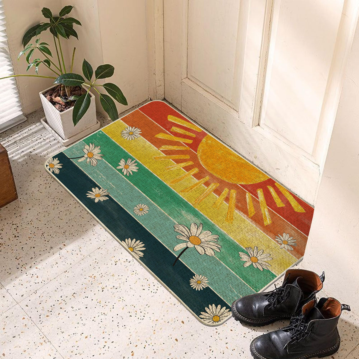 Tikeciti doormat with non-slip rubber backing for safe outdoor use