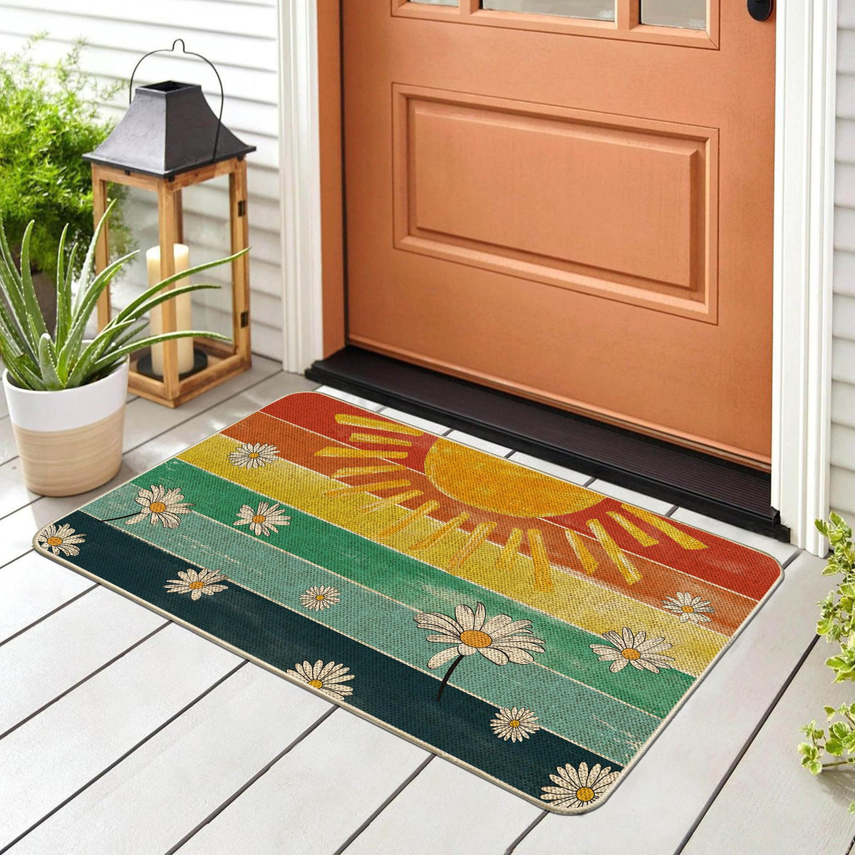 Tikeciti sun motif close-up highlights burlap texture and durable design