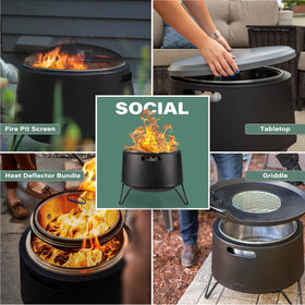 TIKI wood-burning fire pit interior with ash pan for easy cleanup