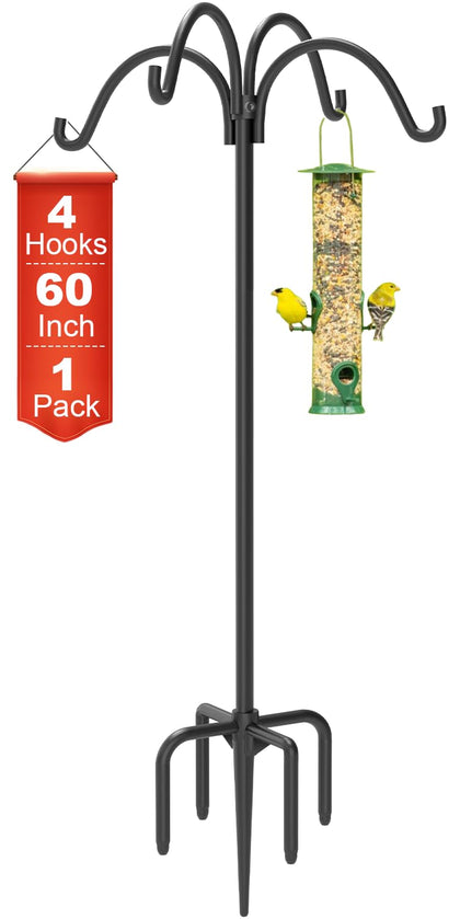 Tikimilor 4-hooks shepherd hook displaying four items in an outdoor garden