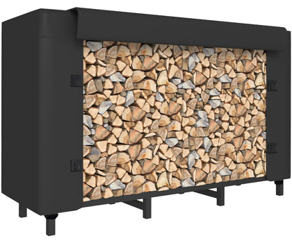 Tikimilor 4ft firewood rack with cover protects and organizes logs outdoors.