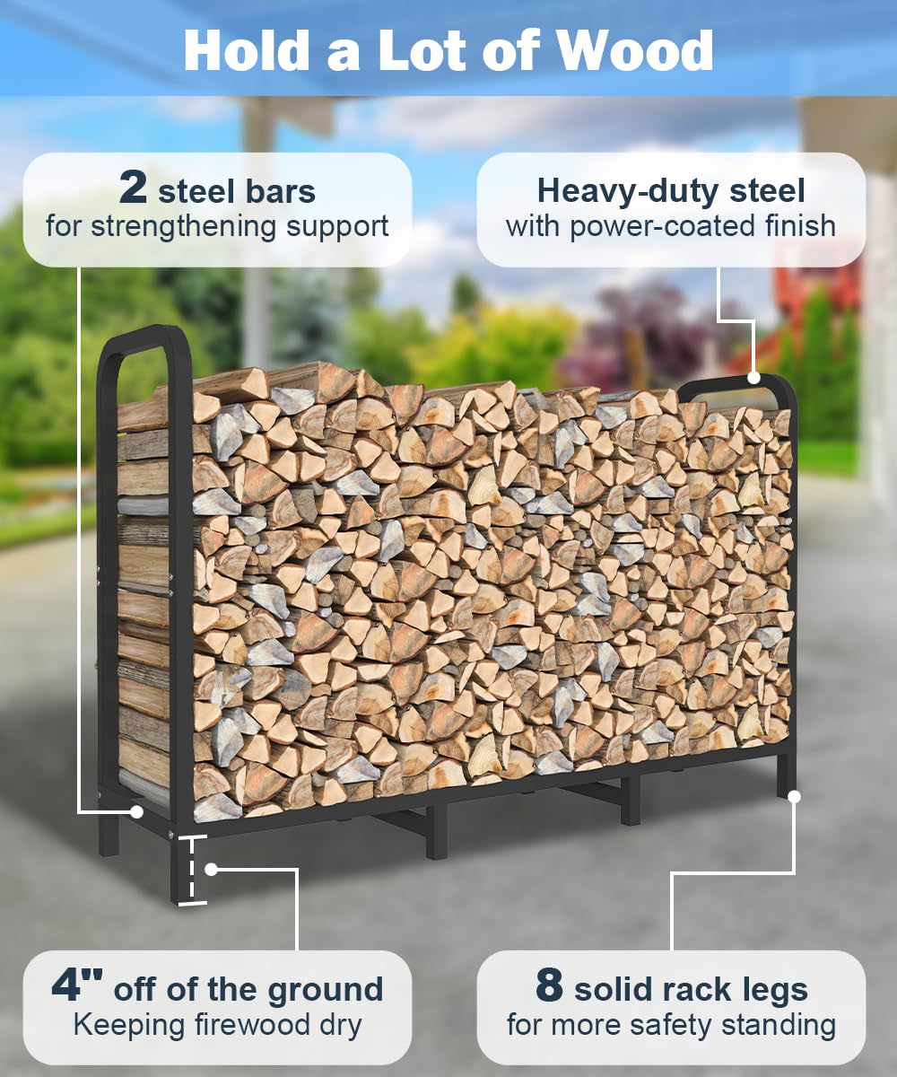 Tikimilor 8-leg base provides stable storage for heavy logs.