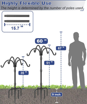 Tikimilor adjustable garden pole extensions allow 35.3 to 51 inches height.