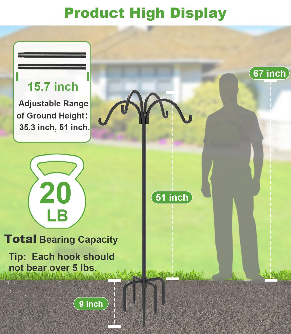 Tikimilor adjustable-height setup with 2 extensions enabling 35 to 51 inches
