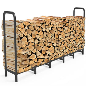Tikimilor firewood rack 6.7ft during initial setup showing sturdy frame for logs.