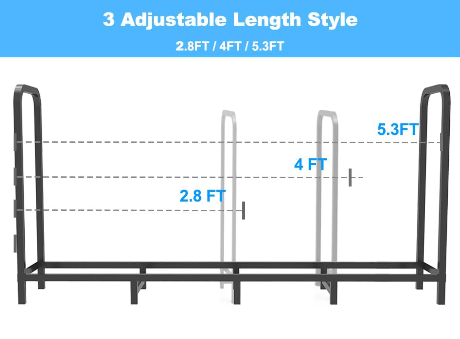 Tikimilor firewood rack heavy-duty tubular steel supports logs