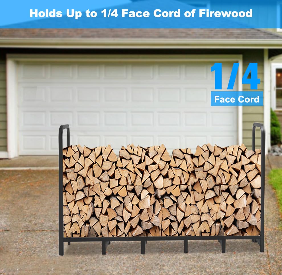 Tikimilor firewood rack stable 12-leg base prevents tipping under heavy logs.