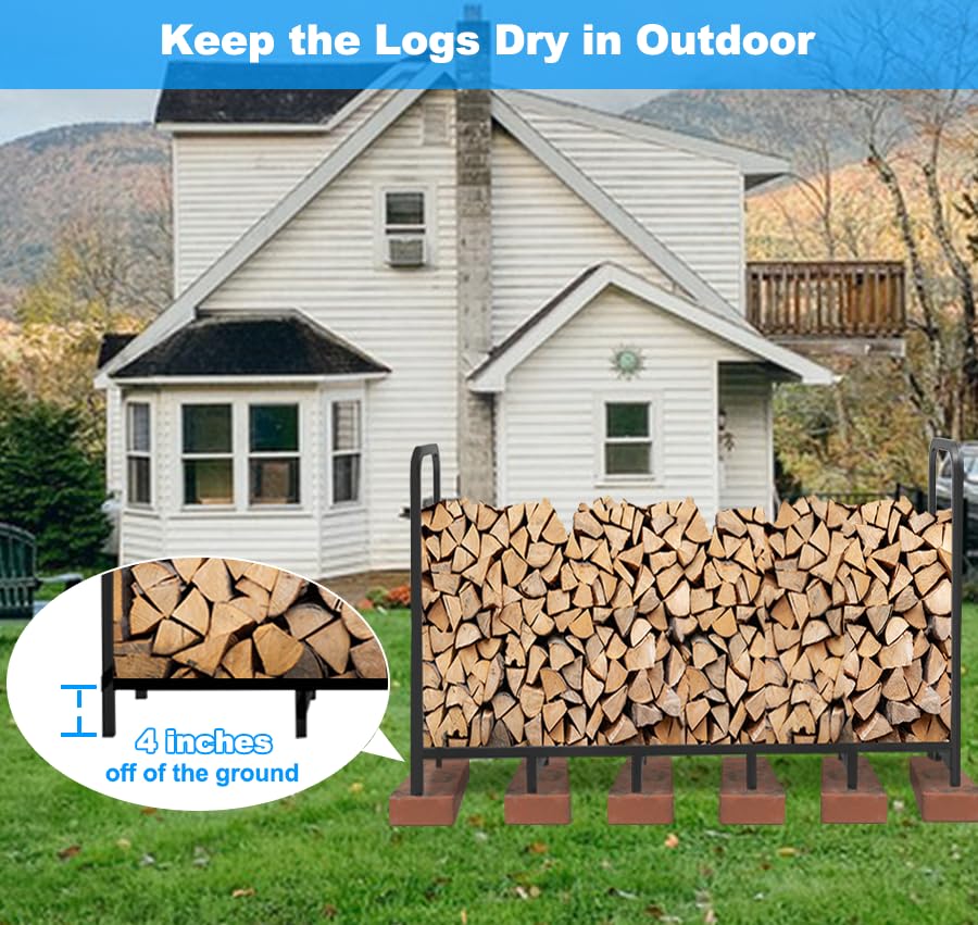 Tikimilor firewood rack weatherproof coating protects outdoor wood storage against elements.