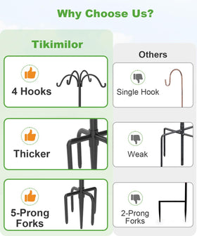 Tikimilor five-prong base provides sturdy ground support for tall hooks