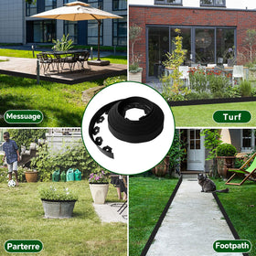 DIY-friendly Tikitup brown edging kit beside a sidewalk ready for installation.