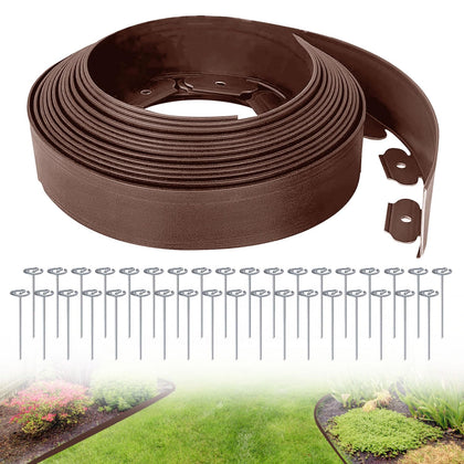 Tikitup landscape edging kit in brown laid along a garden border for neat edges.