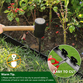 Tikitup 6.3 inch stakes secure edges on uneven ground.