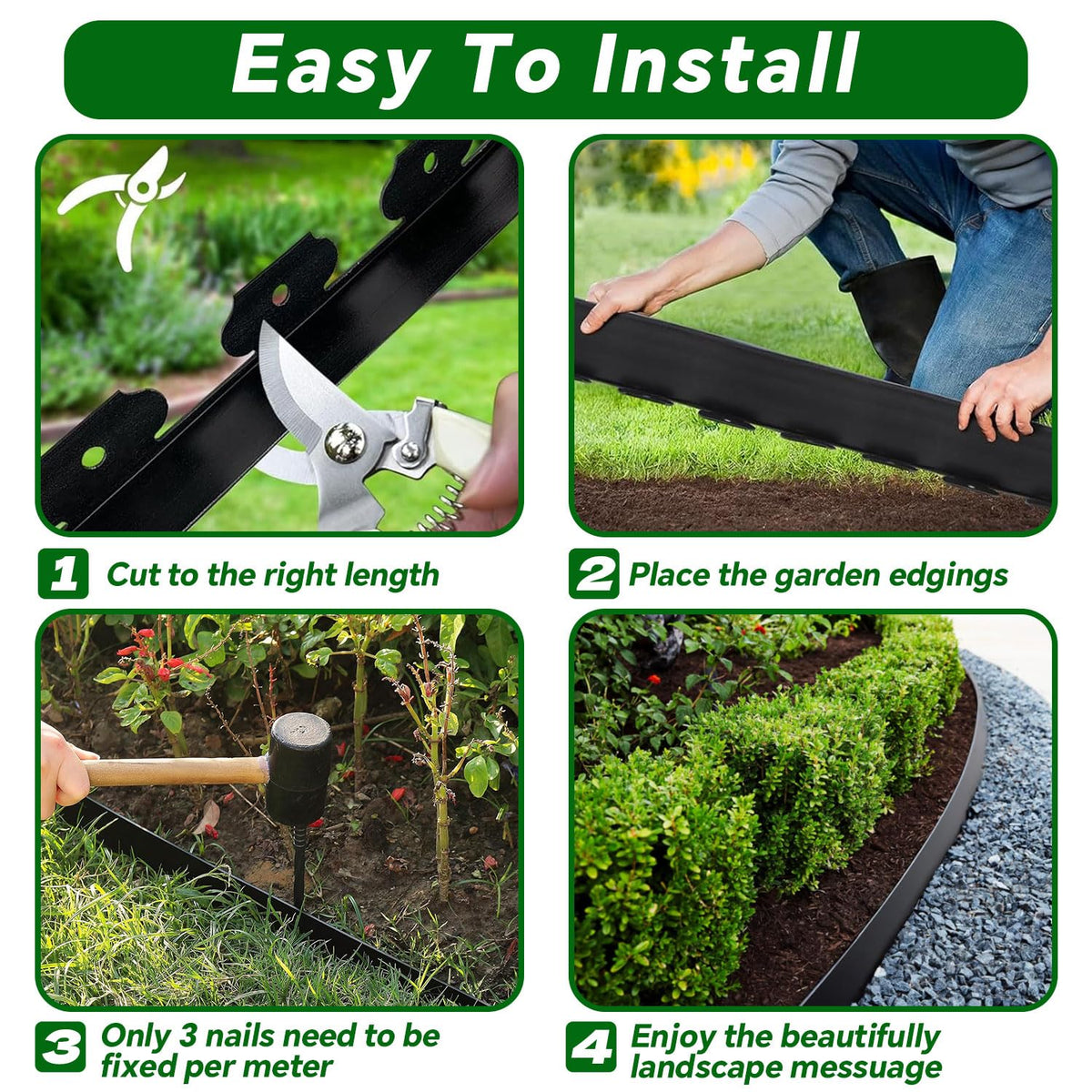 Tikitup weather resistant edging withstands rain sun and snow.