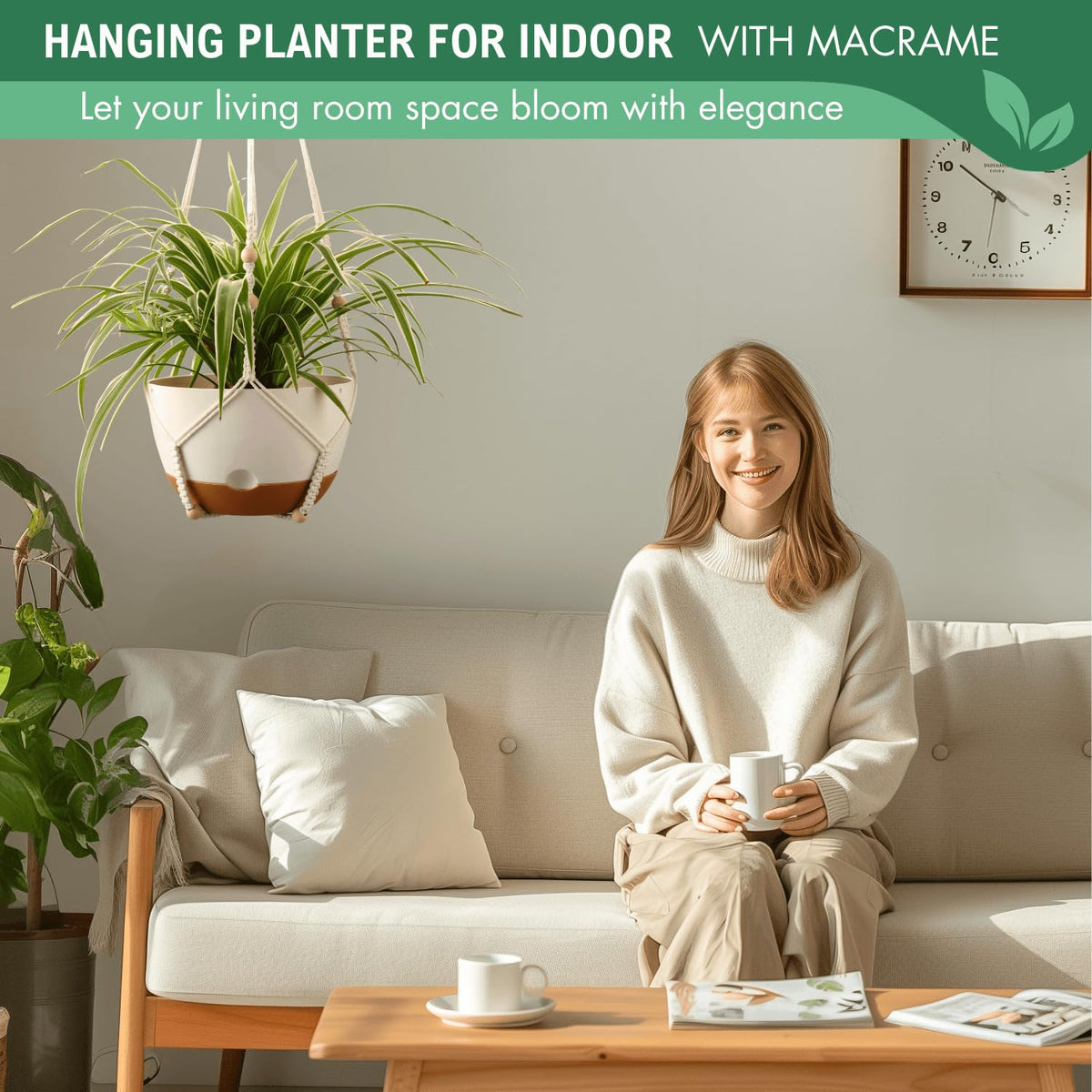 TIMOSUKI two-pack hanging planters with removable saucer for neat water management.