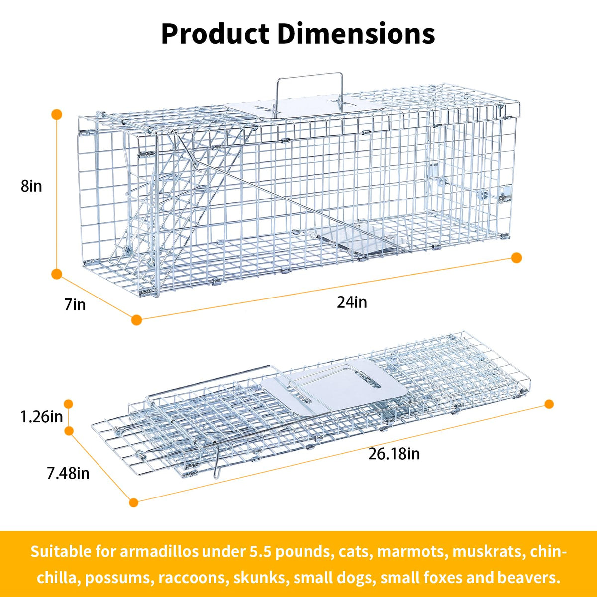 Timaze humane trap shown folded flat for easy storage.