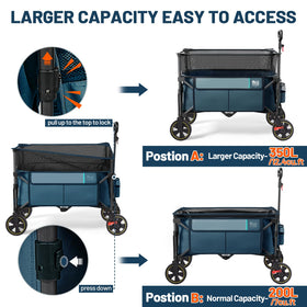 Timber Ridge 350L wagon blue color highlights durable outdoor gear
