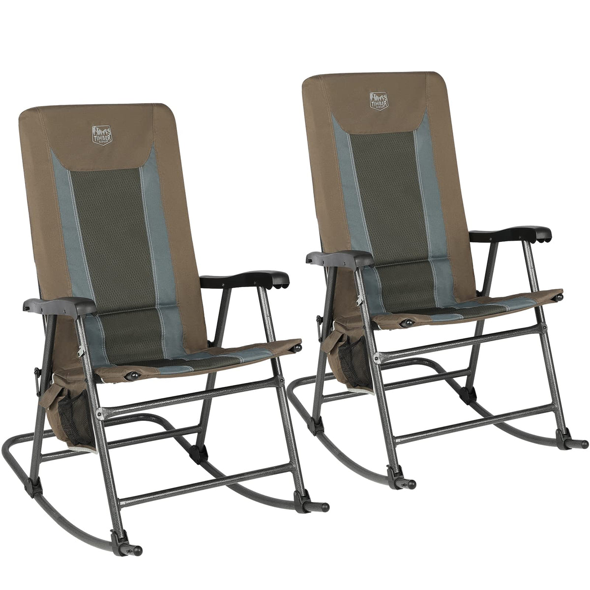 Timber Ridge foldable padded rocking chair set on patio with high-back comfort