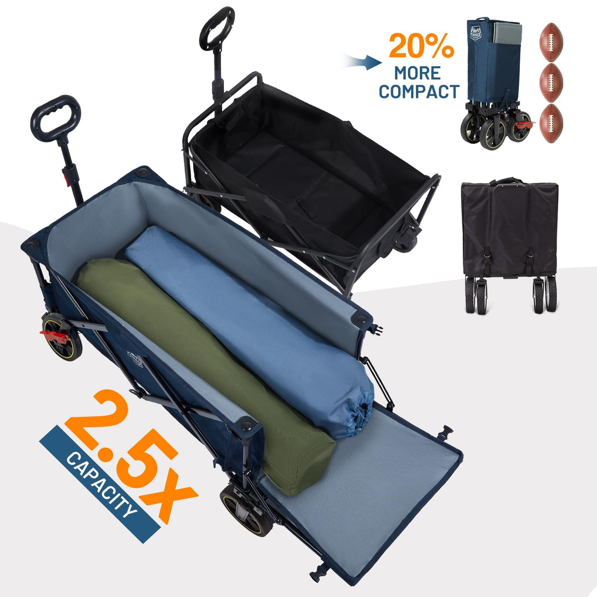 TIMBER RIDGE folds compactly, saving space in car trunks
