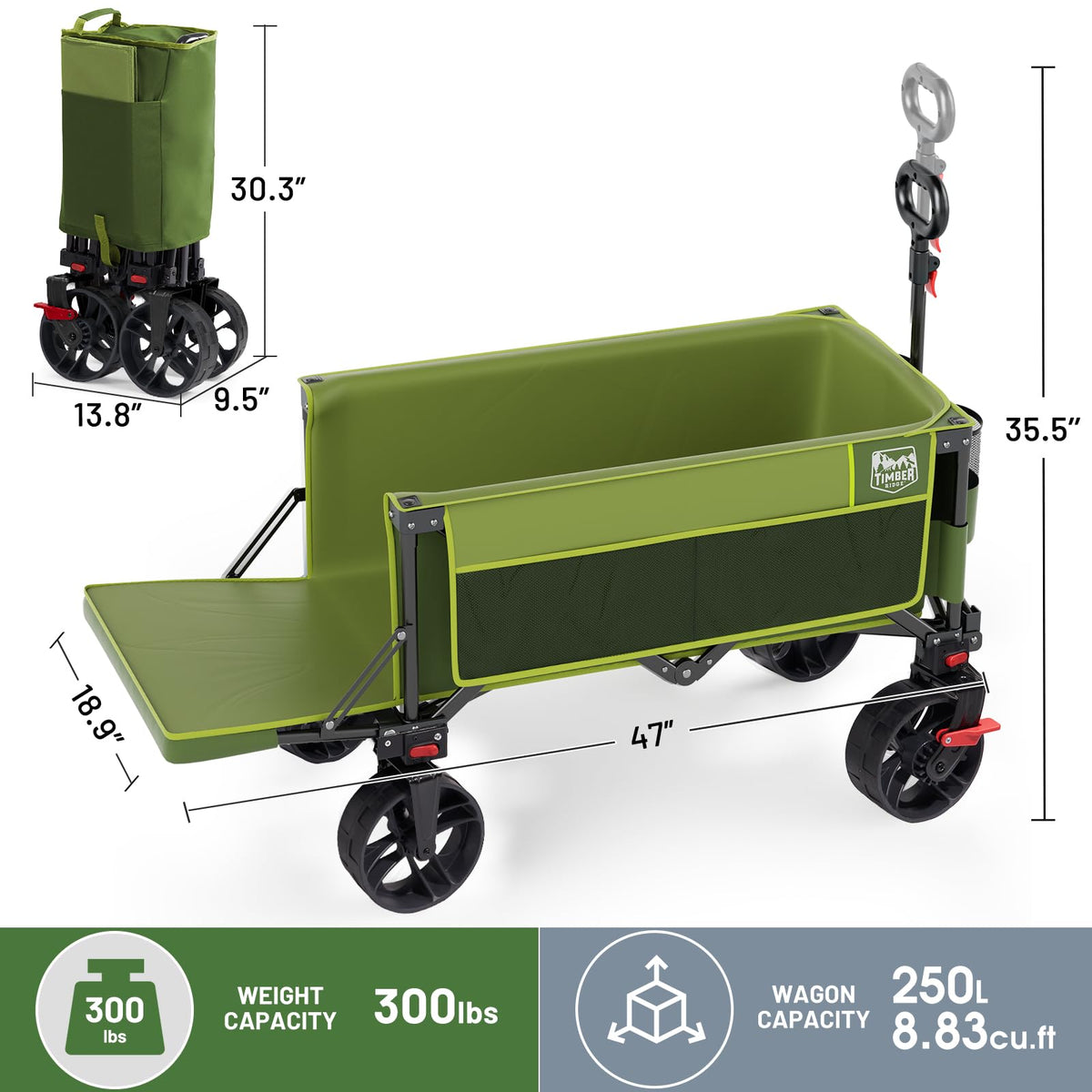 Timber Ridge front wheels rotate for easy steering