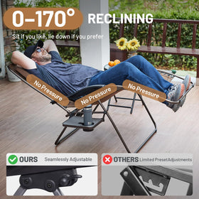 TIMBER RIDGE Zero Gravity Chair fold-out frame showcases easy setup