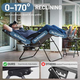 Timber Ridge heavy-duty frame zero gravity chair in gray built for durability outdoors.