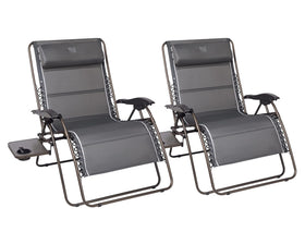 Timber Ridge oversized zero gravity chair front view in gray for wide, comfortable outdoor lounging.