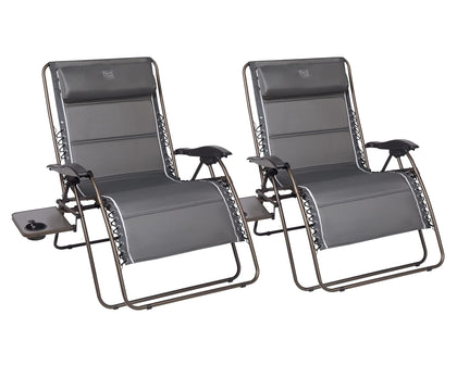 Timber Ridge oversized zero gravity chair front view in gray for wide, comfortable outdoor lounging.