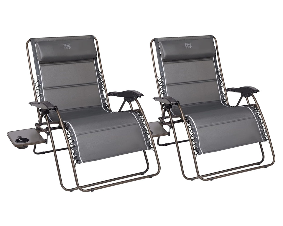 Timber Ridge oversized zero gravity chair front view in gray for wide, comfortable outdoor lounging.