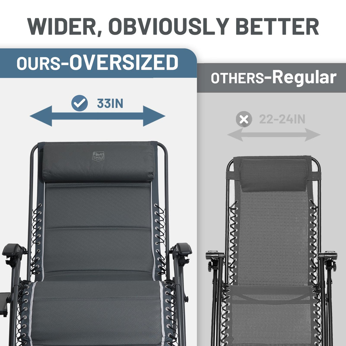 Timber Ridge zero gravity chair with side table gray highlights built-in cup holder for convenient drinks.