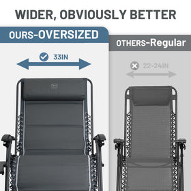 Timber Ridge zero gravity chair with side table gray highlights built-in cup holder for convenient drinks.