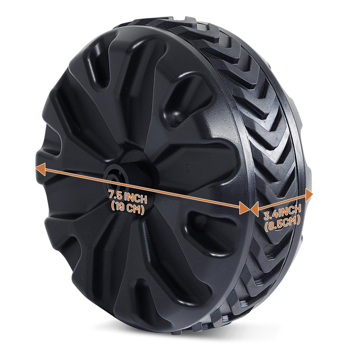Timber Ridge replacement wheel side view with TPR tread for smooth rolling.
