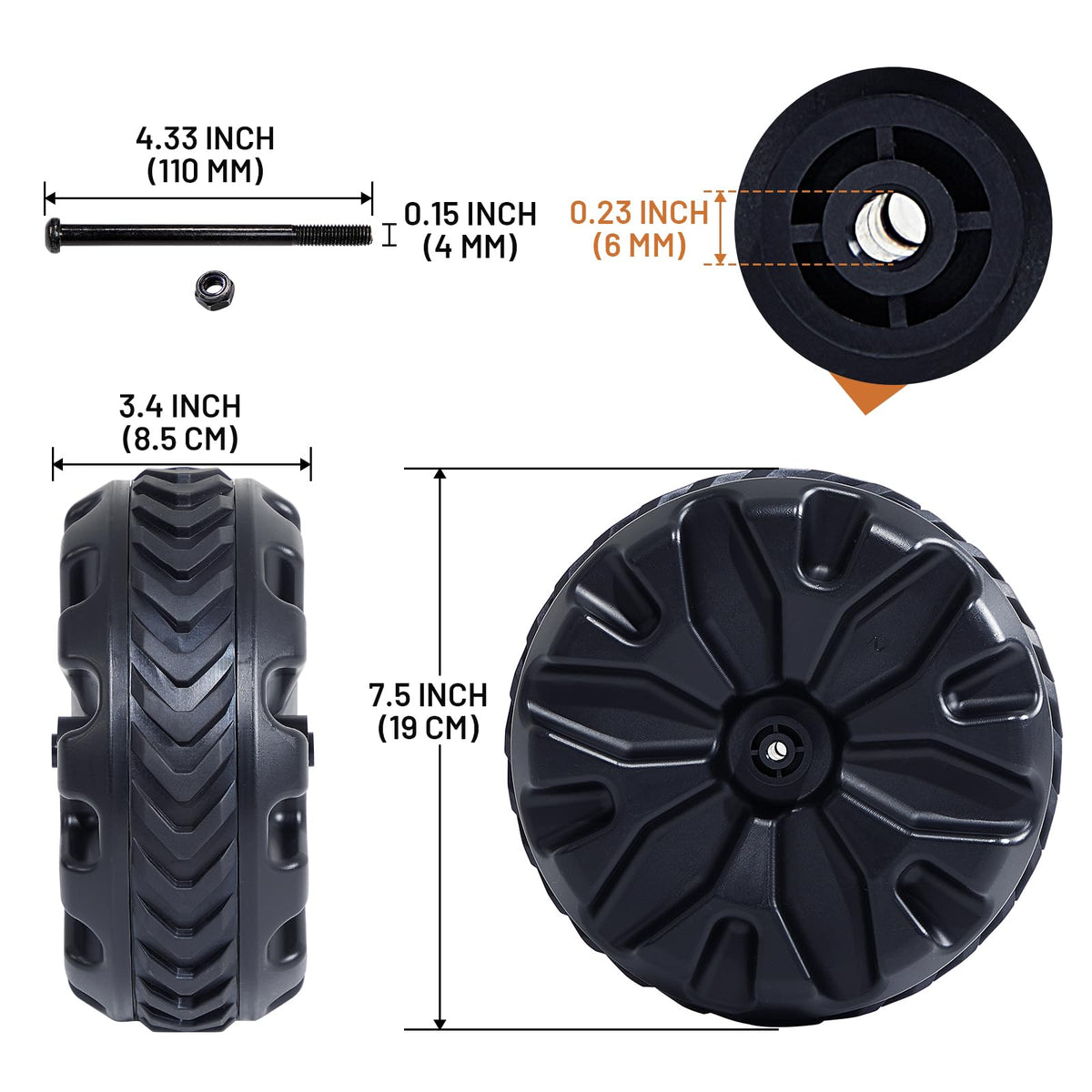 Timber Ridge packaging includes two wheels and screws.