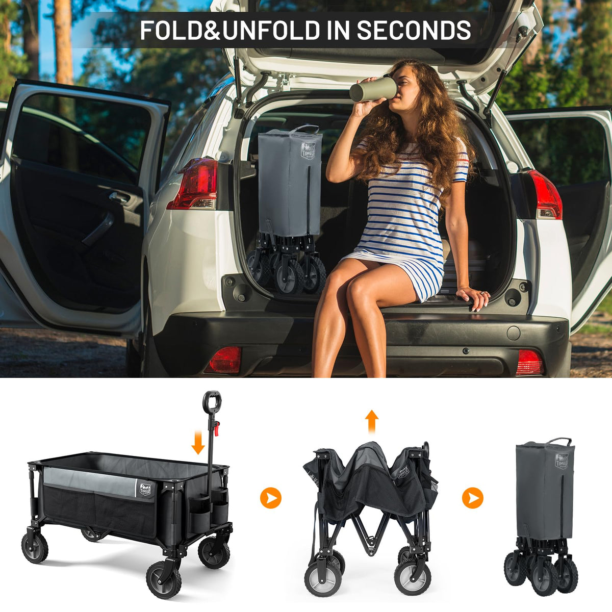 Timber Ridge wagon with adjustable handle to fit different users.