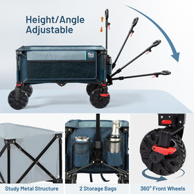 Timber Ridge front wheels rotate 360 degrees for precise steering.