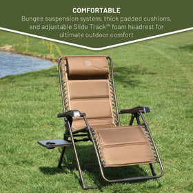 TIMBER RIDGE zero gravity chair aluminum frame delivers sturdy, durable support.