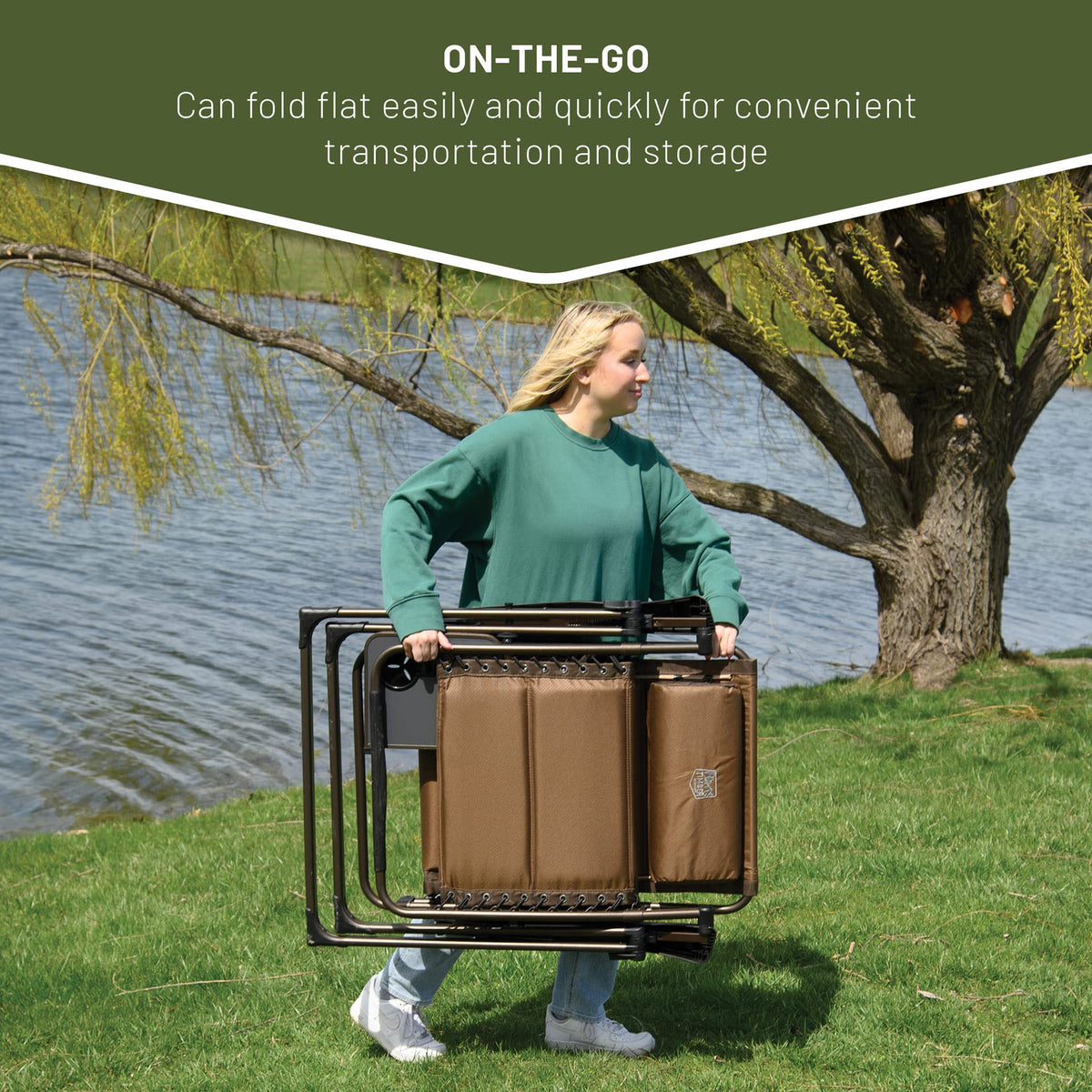TIMBER RIDGE zero gravity chair compact folding enables easy transport.