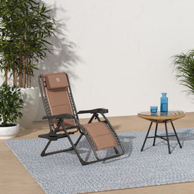 TIMBER RIDGE zero gravity chair extended lounge offers a relaxing outdoor angle.