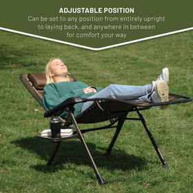 TIMBER RIDGE zero gravity chair headrest supports neck and lumbar comfort.
