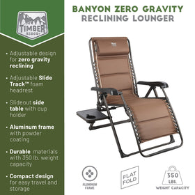 TIMBER RIDGE zero gravity chair padded backrest provides long-lasting outdoor comfort.