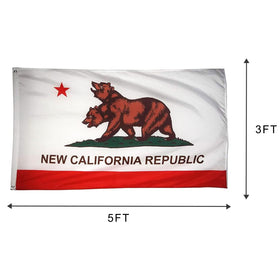 Time Roaming New California Republic flag brass grommets closeup, easy hanging and durable hardware