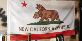 Time Roaming New California Republic flag indoor decor example with bright display