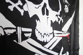 Time Roaming yard pirate flag in light breeze ideal for decoration