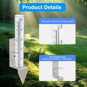 Timenued rain gauge dual-scale reading easy from a distance