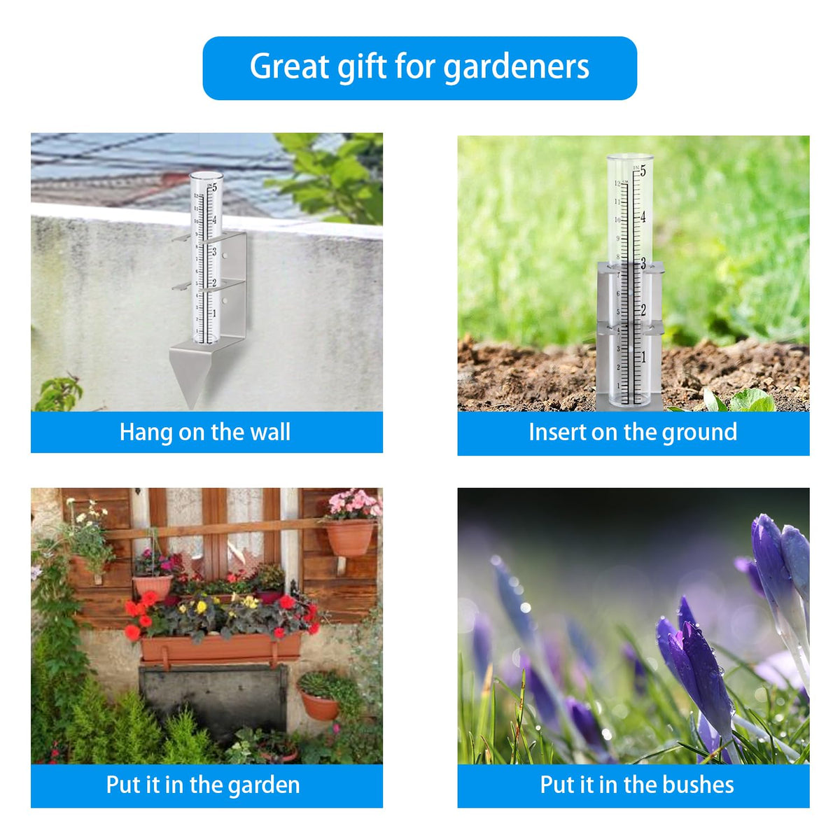 Timenued rain gauge garden decor and rainfall monitoring outdoors