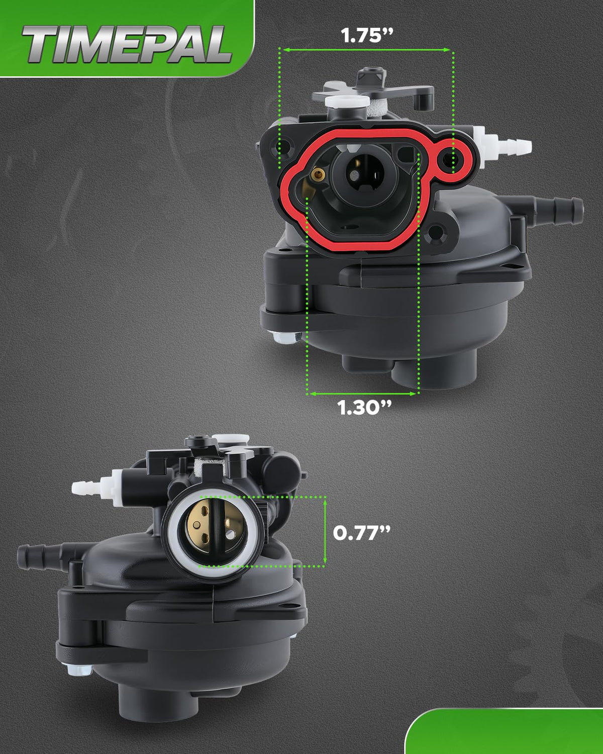 TimePal carburetor kit side view highlights compact design for easy installation.