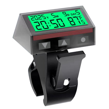 Timloon bicycle clock on handlebar mount for quick readings during rides.