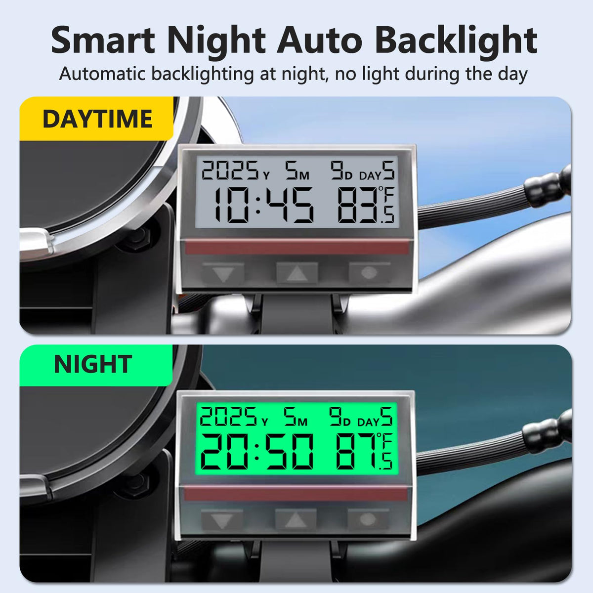 Timloon solar powered dashboard clock recharges in sunlight for continuous use.